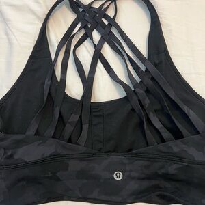 lululemon athletica Black Camo Strappy Sports Bra